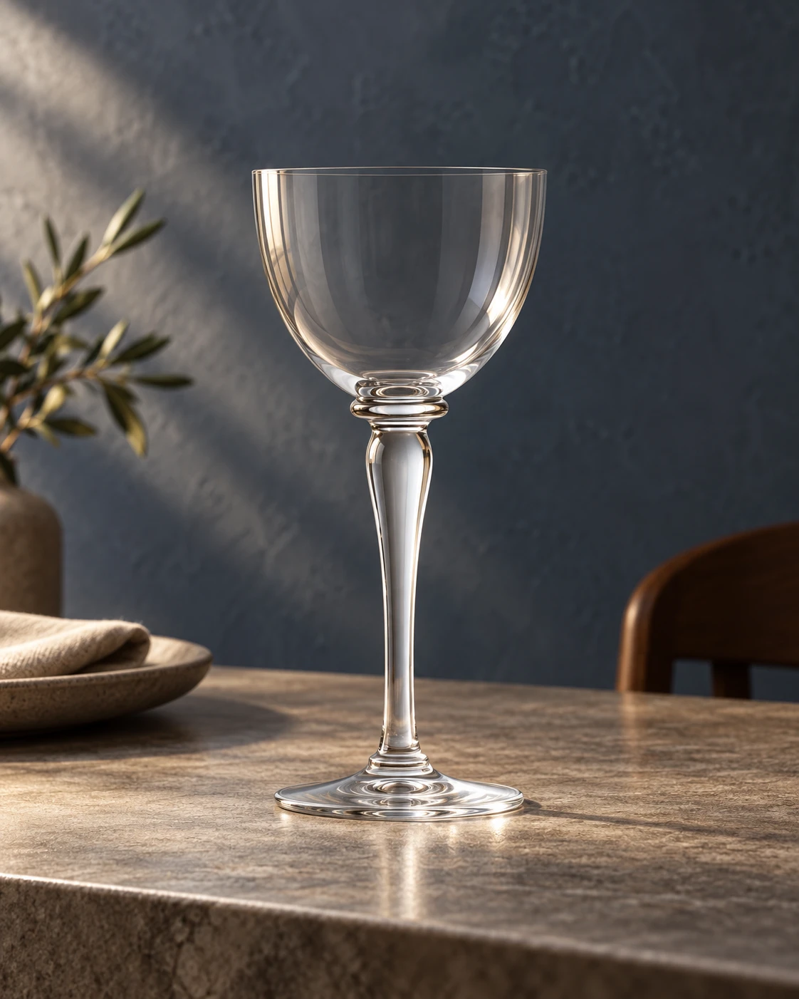 Stemmed coupe in a styled setting